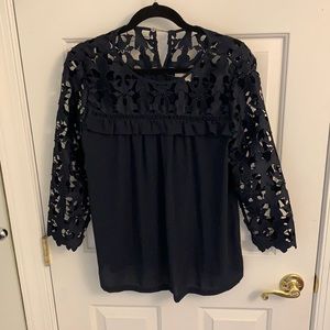 Navy blue Loft Floral style top